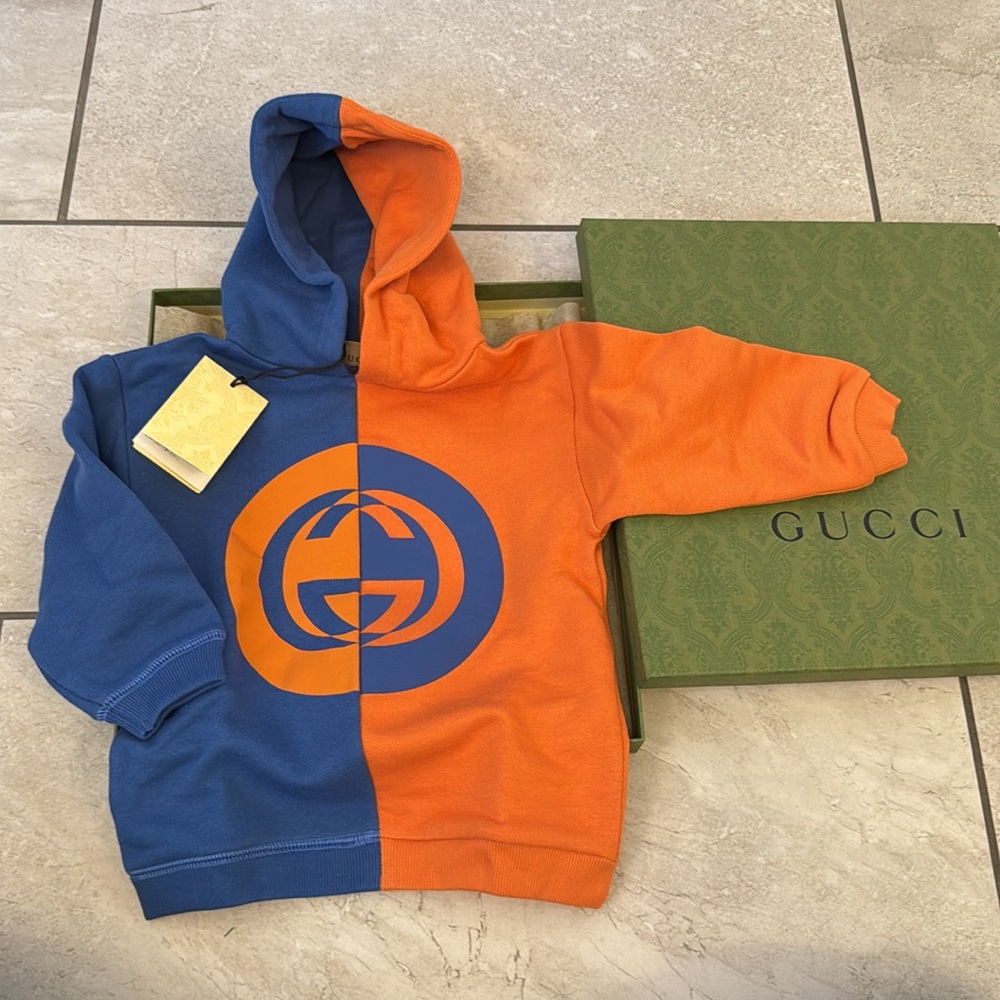 Gucci *Brand New* Blue & Orange hoodie toddler size 12-18 Months